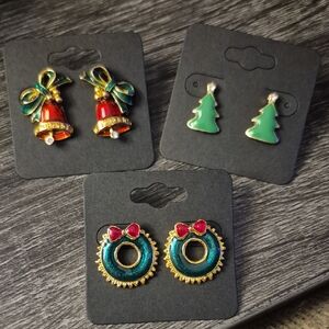 Vintage Holiday Christmas Earring Bundle Pierced
